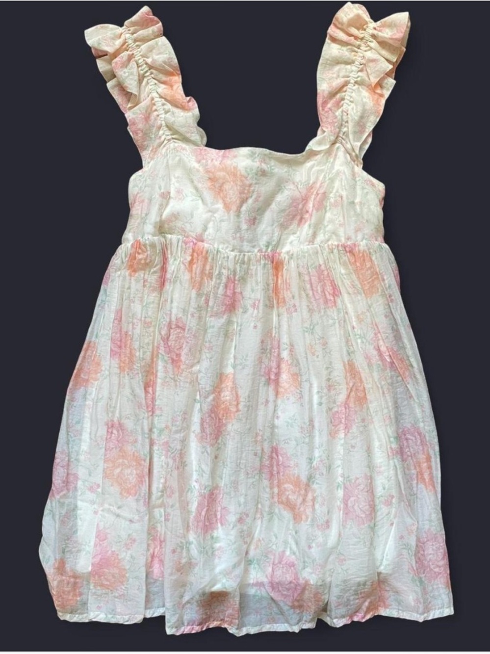 Divided Floral Ruffle-Strap Skirt Dress - White & Pink